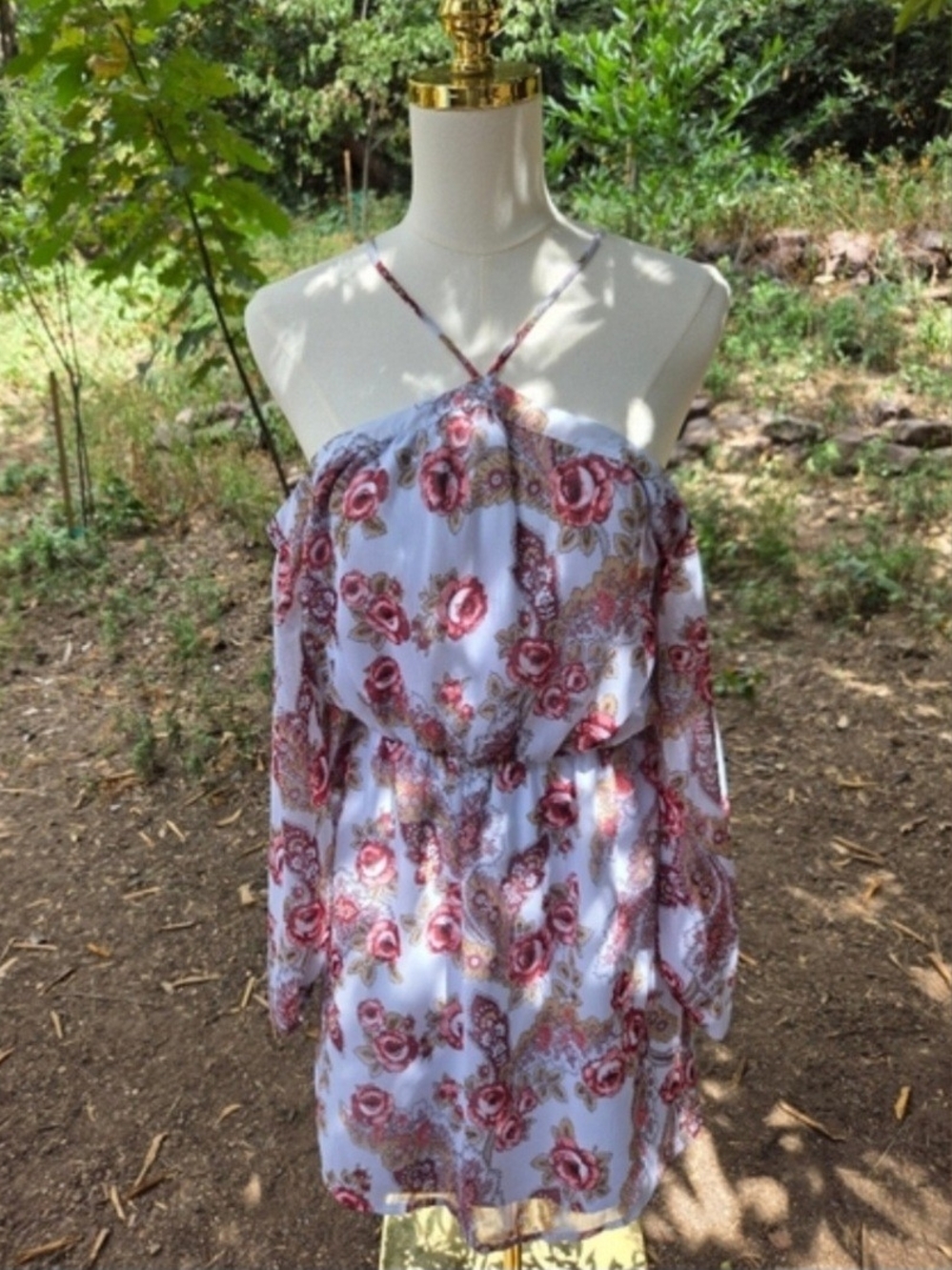 WAYF Nordstrom NWT Floral Off-Shoulder Halter Mini Dress